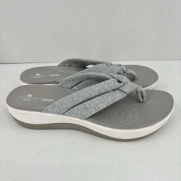 Clarks Cloudsteppers Arla Gilson Thong Sandals Cushion Soft Gray Women's Size 10 - Picture 2 of 10